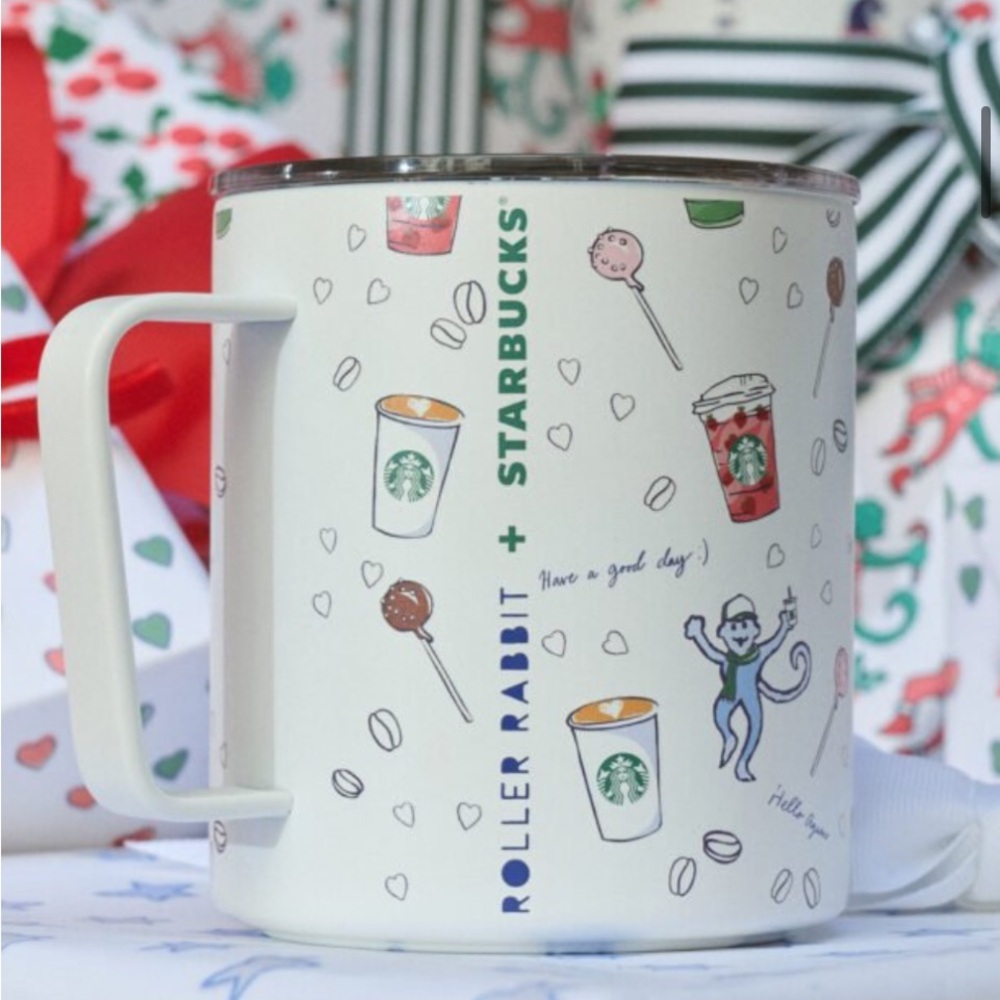 Roller Rabbit White Mug with Playful Graphics